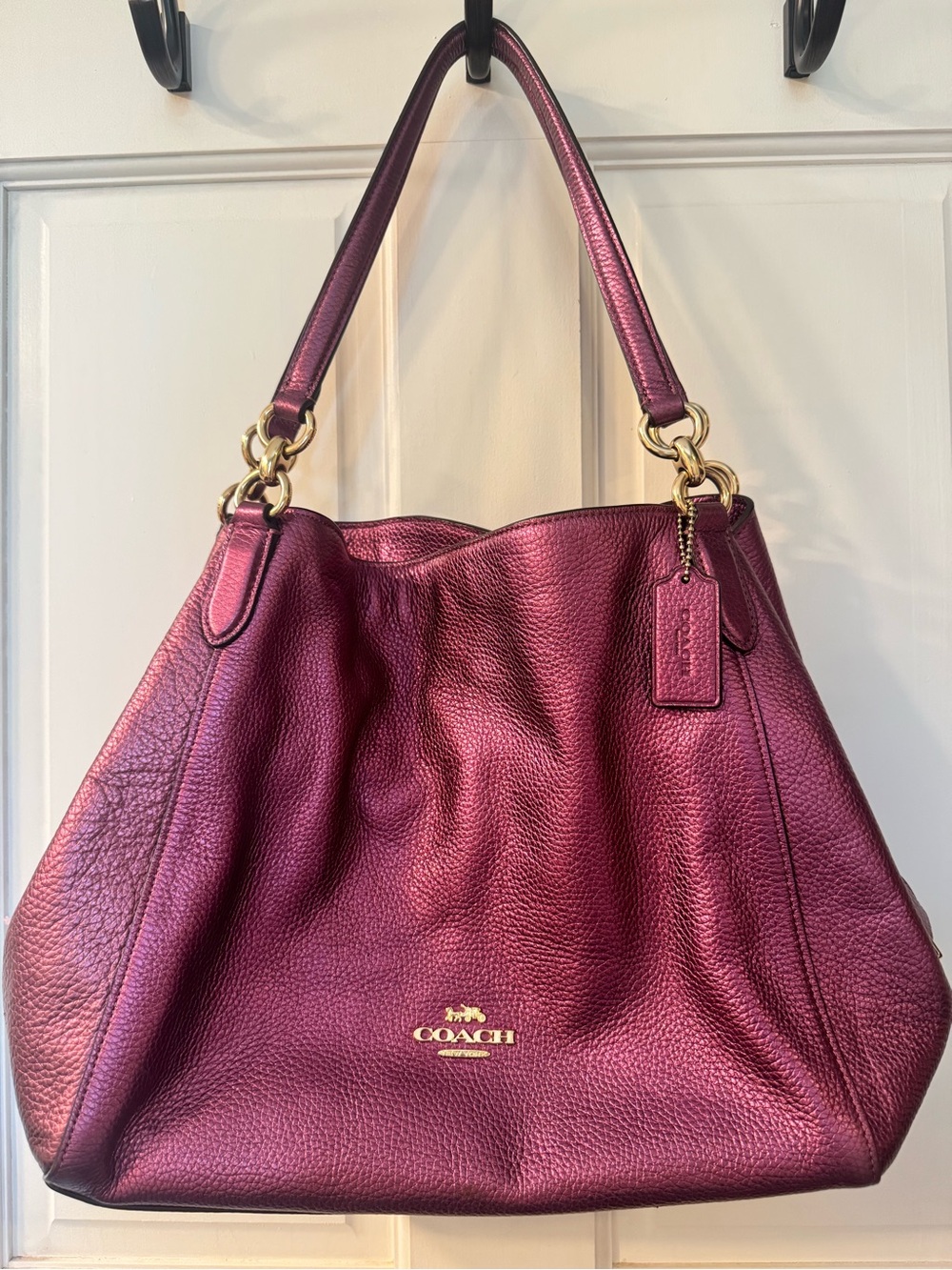 Coach style F80271 Hallie Shoulder Bag metallic pebble leather unicorn 🦄
